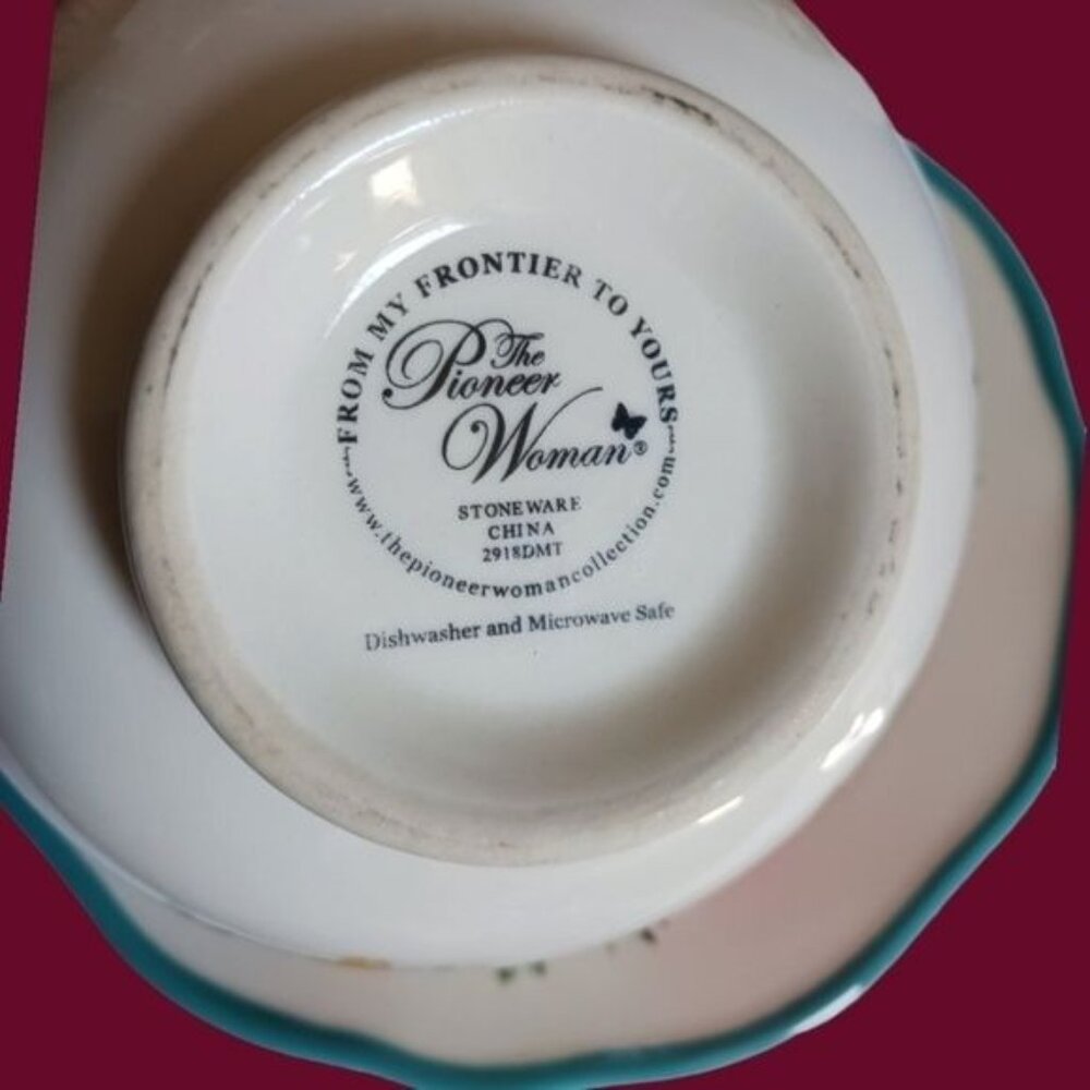 The pioneer woman vtg floral 5 pcs dinner plate set wht/pink/ turquoise colors - Picture 8 of 9